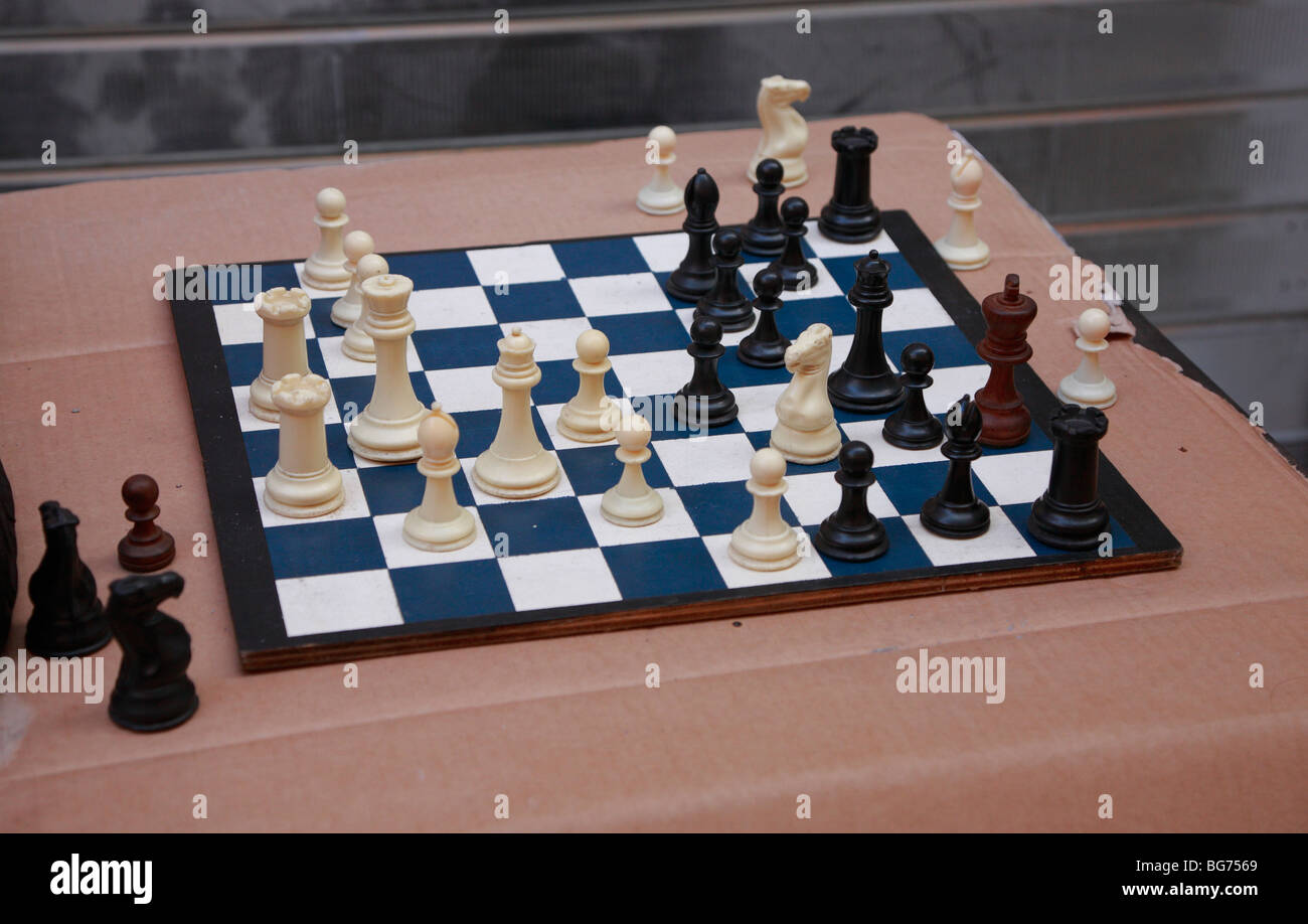 pieces on chess board Stock Photo