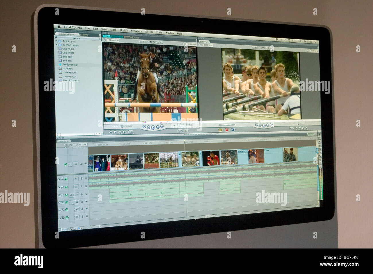 'Apple Final Cut Pro 7', video editing software displayed on imac Stock Photo