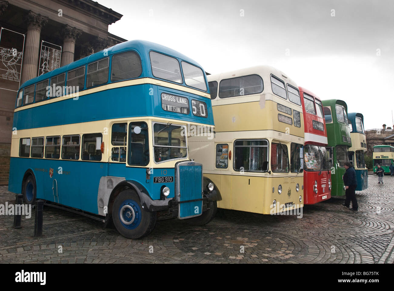 Vintage buses at a Festival to mark the 40th anniversary of the Merseyside Passenger Transport Executive Stock Photo