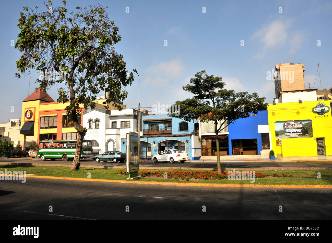 houses, commerce, Miraflores, Lima, Peru Stock Photo Alamy
