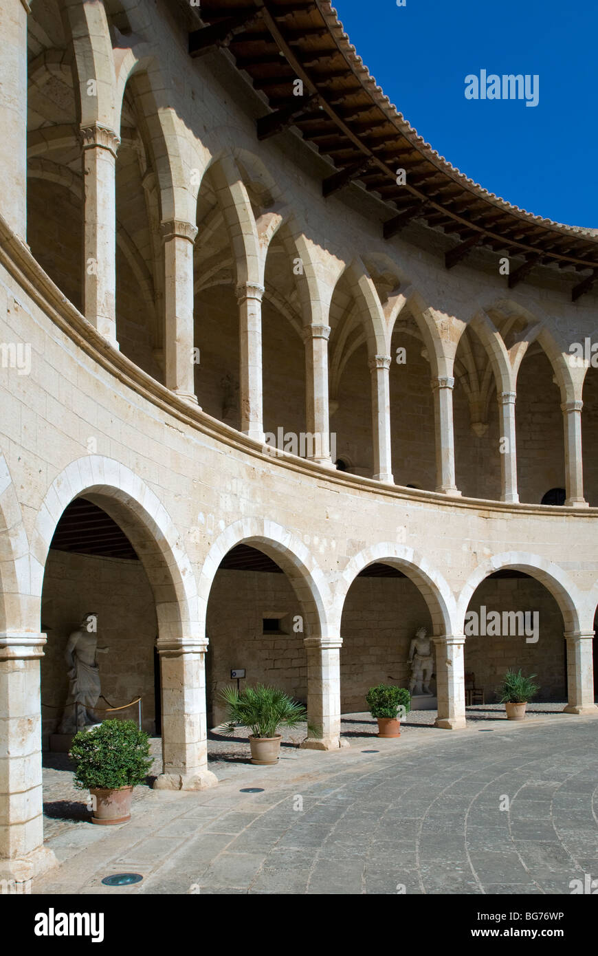 Inner courtyard Castell Bellver, Palma, Mallorca, Baleares, Spain Stock Photo