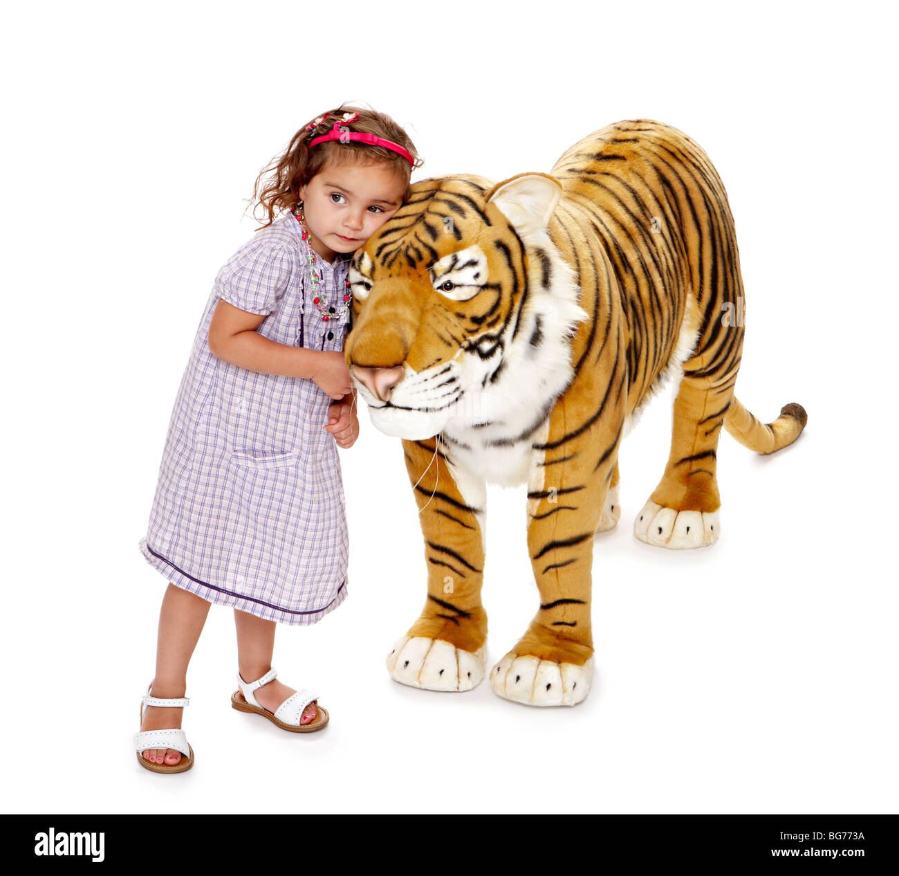 Large Toy Tiger Hannah cuddle Stock Photo