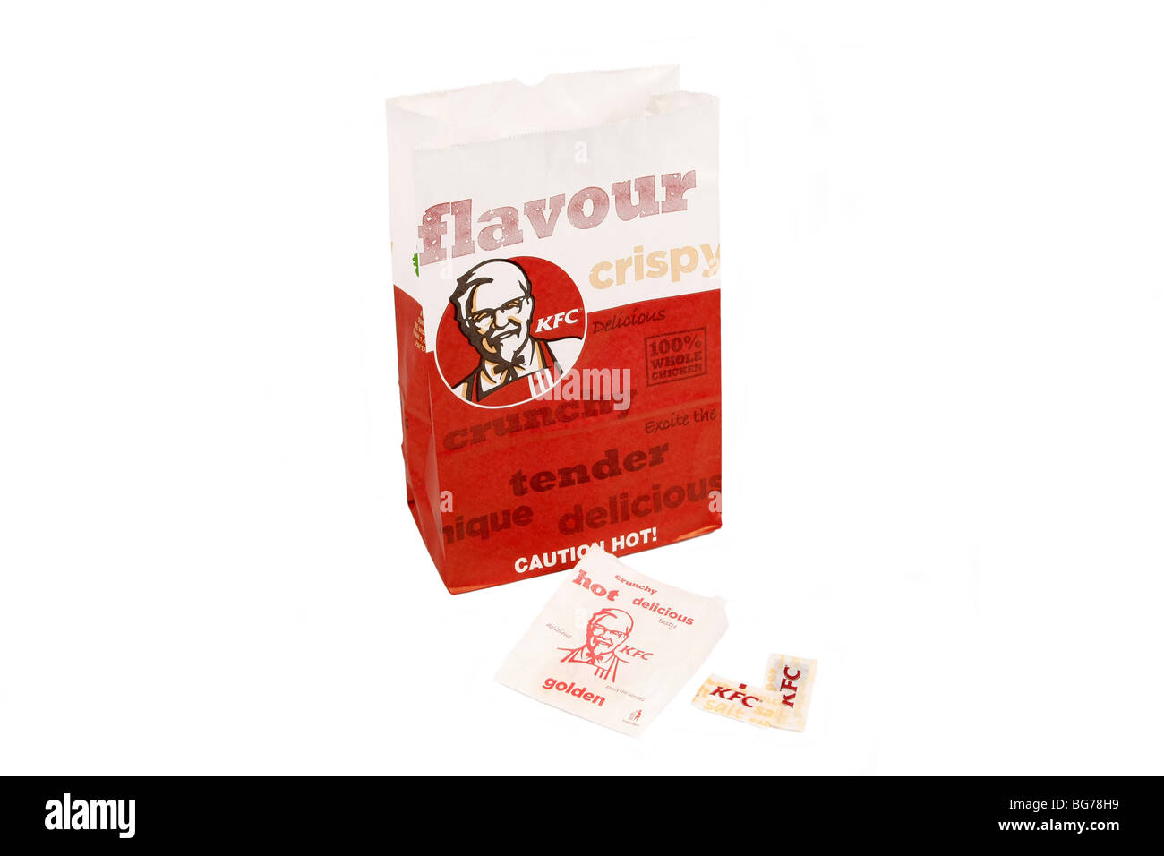 Kentucky Fried Chicken Meal to go bags against a white background Stock Photo