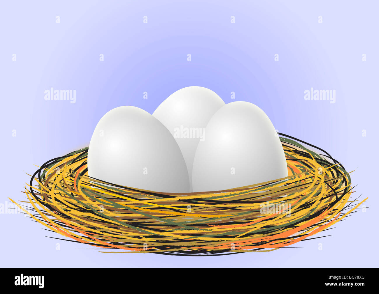 three eggs in the bird nest Stock Photo - Alamy