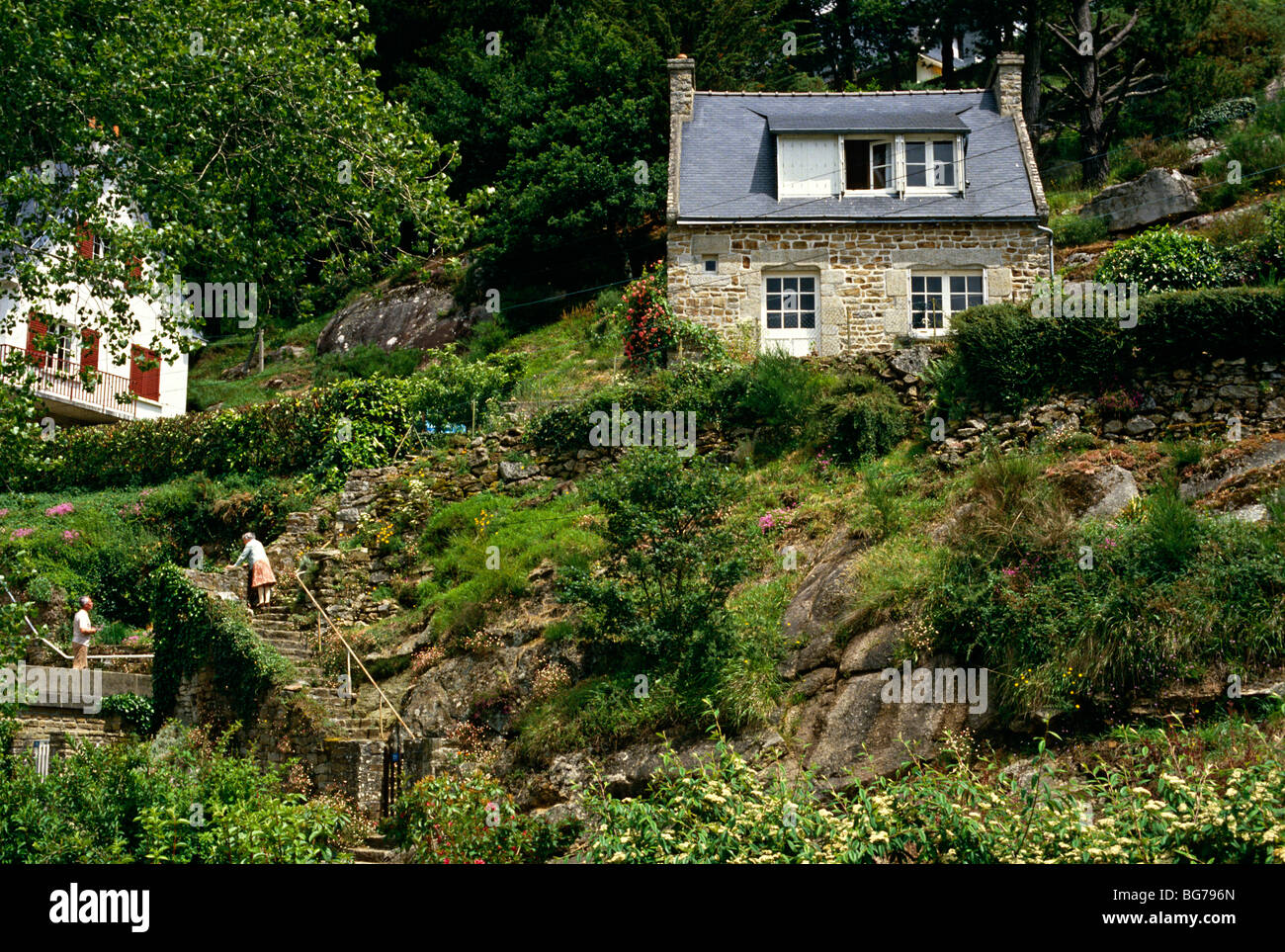 Cottages Near Pont Aven Brittany France Europe Stock Photo