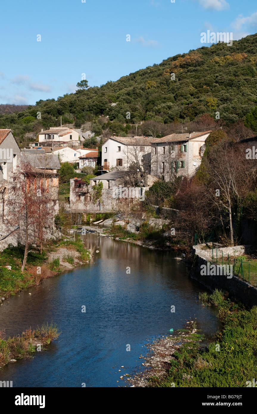 River running through the town of St HippolyteduFort, Gard, South of