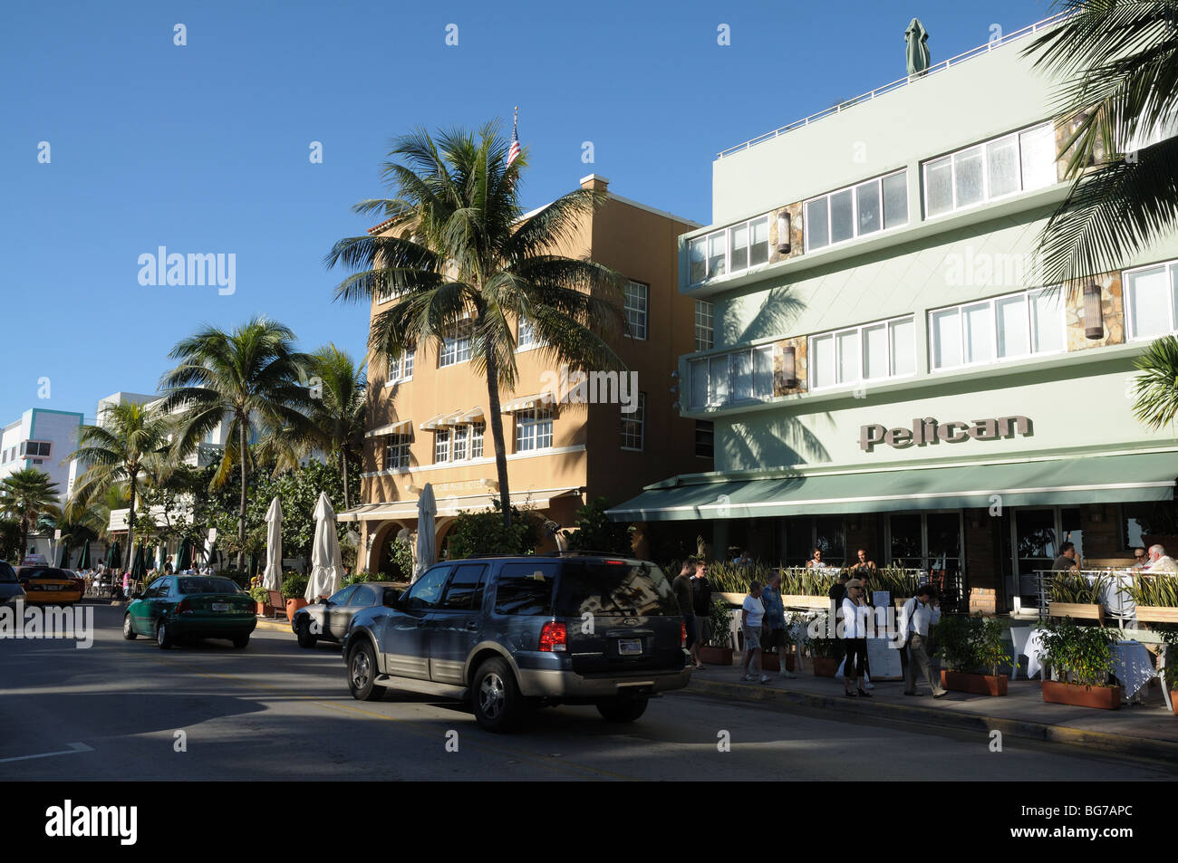 Miami South Beach Art Deco District Ocean Drive, Florida USA Stock Photo