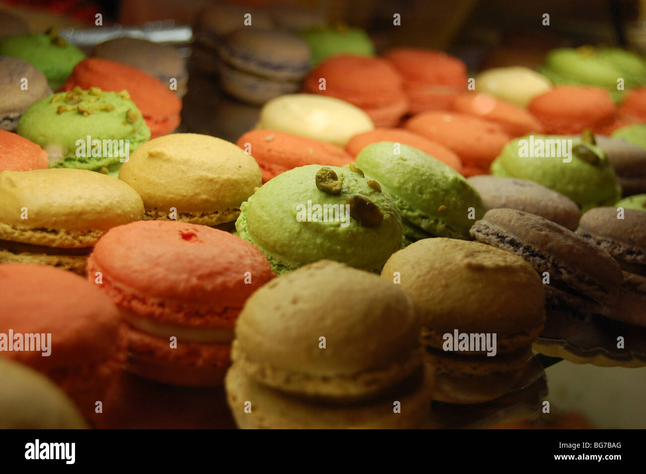 Colourful macarons in a patisserie in St. Tropez, France. Stock Photo