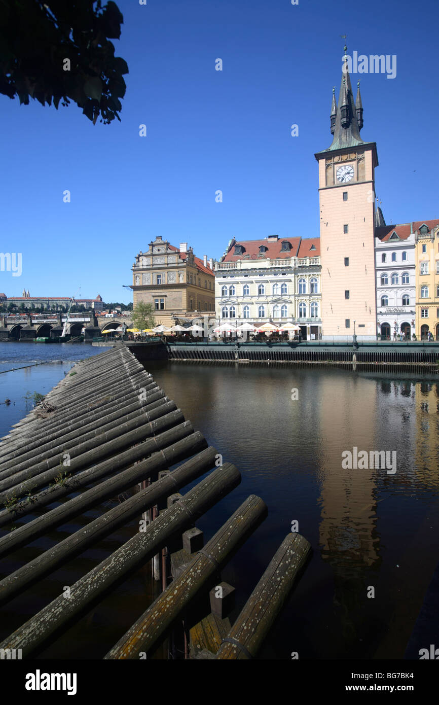 Dam on the Vtlava river, Prague, Czech Republic Stock Photo
