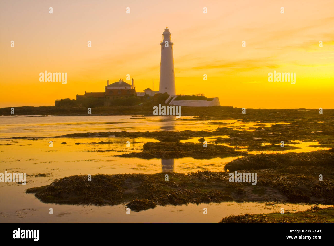 St Mary's Lighthouse in Whitley Bay, England Stock Photo