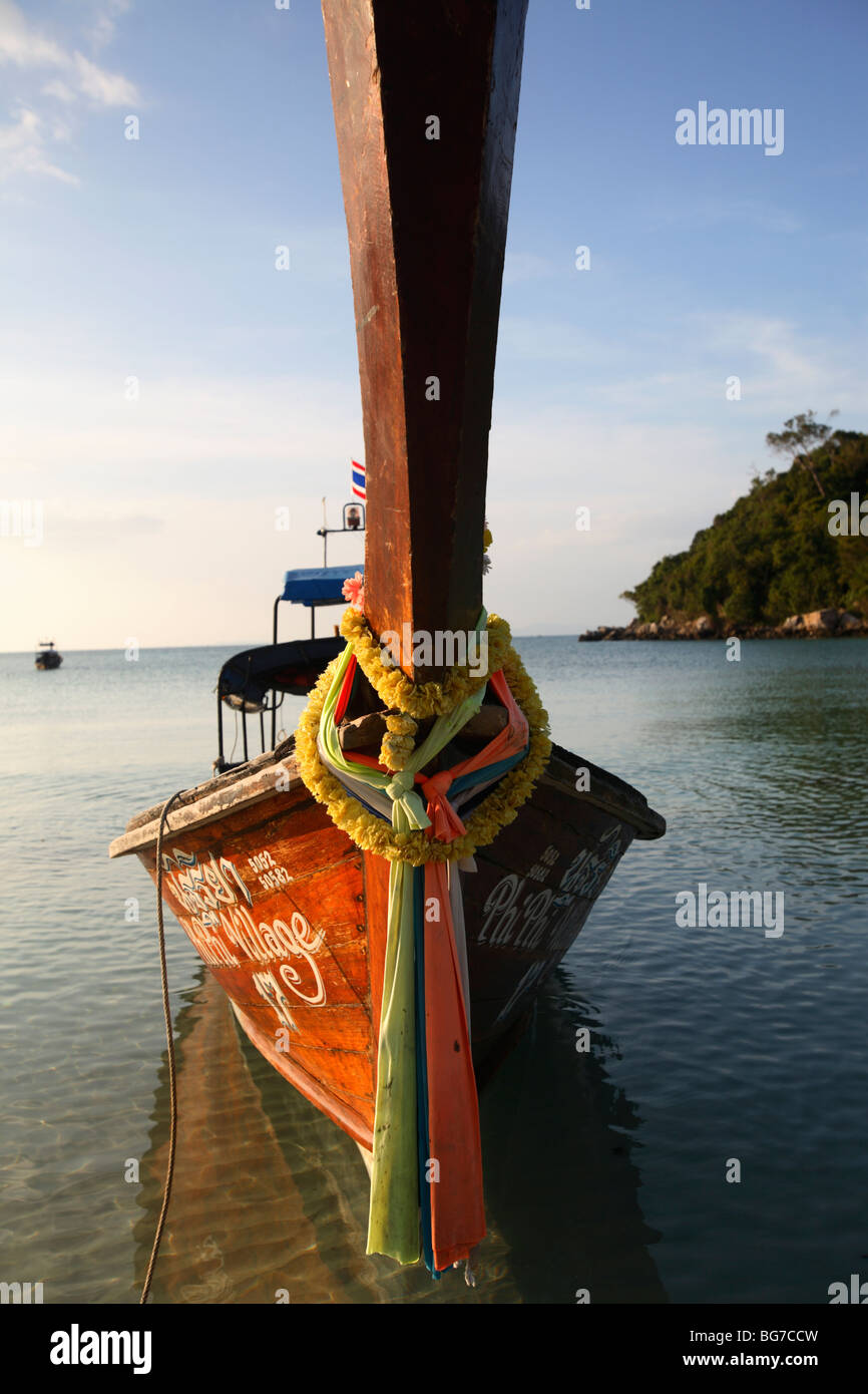 Long-tail boats, Phi Phi Island, Thailand Stock Photo