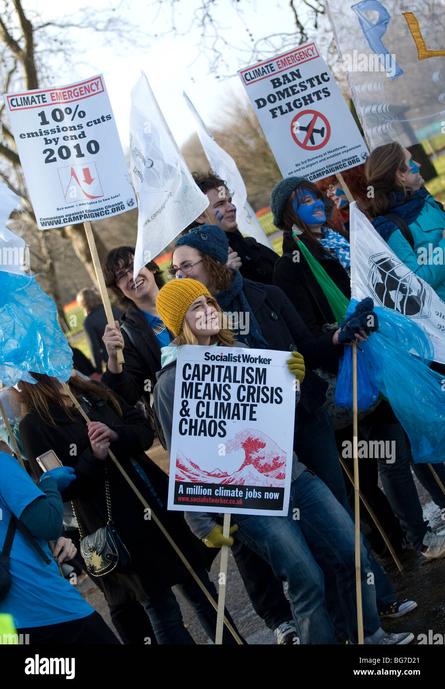 a group of protesters at the emergency climate rally 2009 Stock Photo