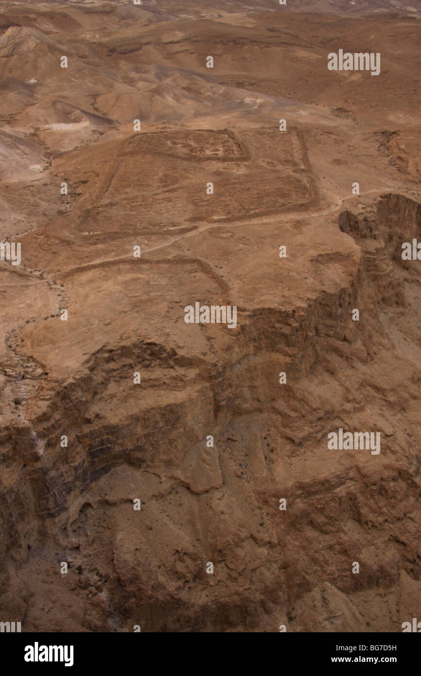 Israel, Judean desert, remains of the Roman camp F west of Masada Stock Photo