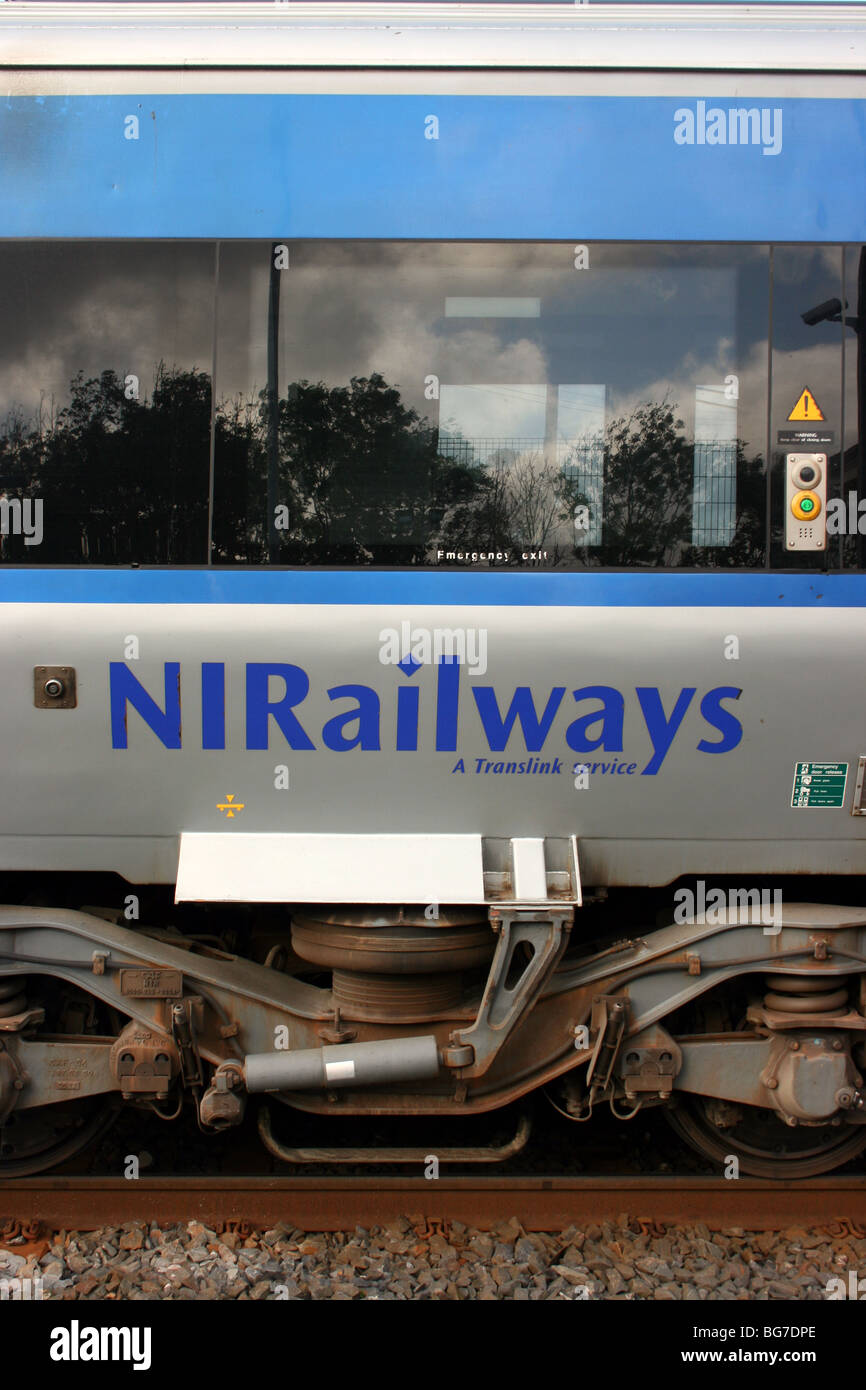Carriage of Northern Ireland railways Enterprise service stopped in station Stock Photo