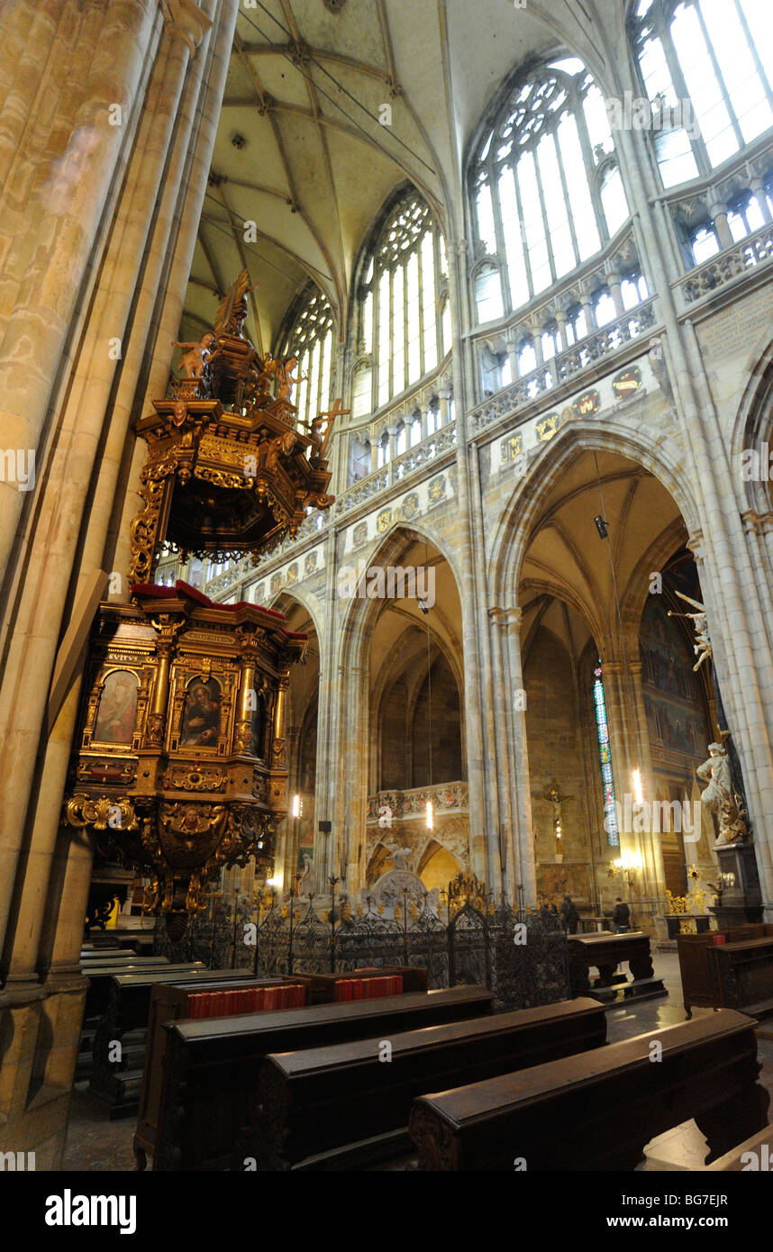 Interior of St Vitus Cathedral Hradcany Castle Czech Republic Prague Stock Photo