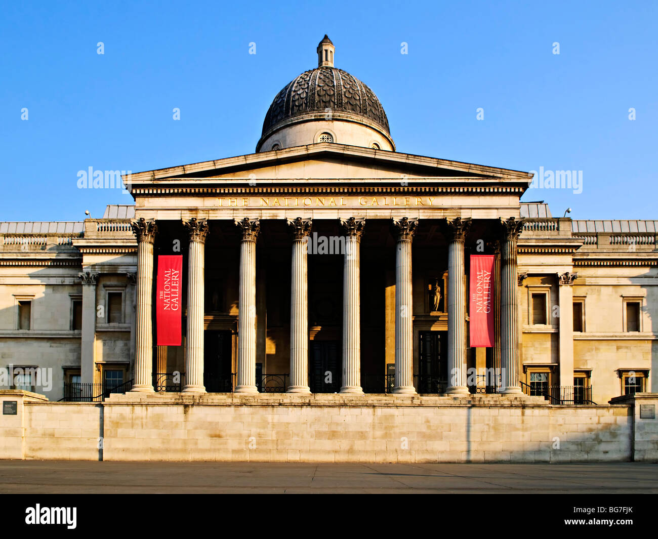 Entrance to National Gallery building in London England Stock Photo