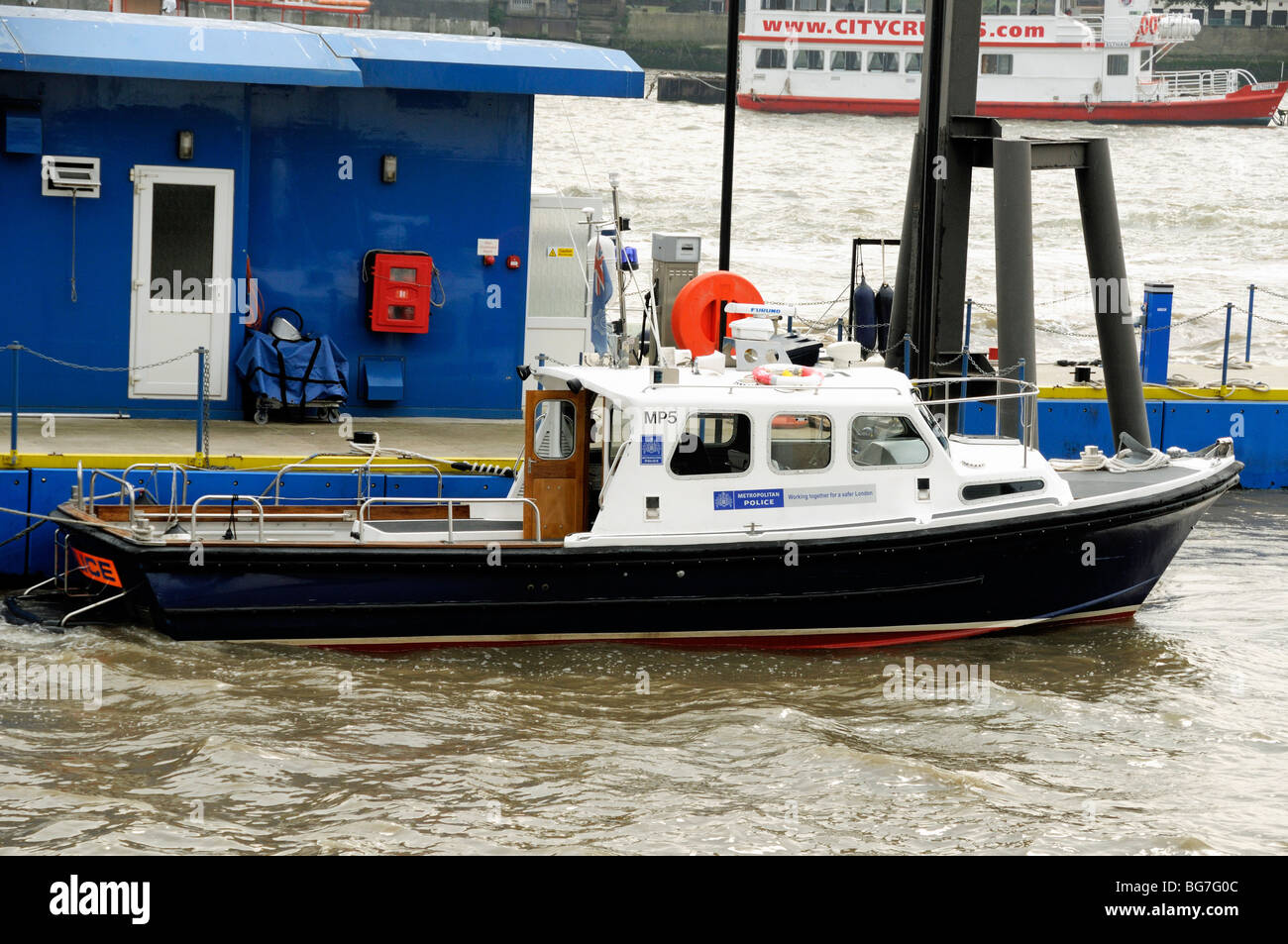 Metropolitan Police, Marine Policing Unit river boat moored at Wapping