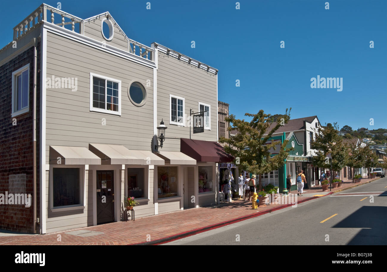 California Marin County Tiburon Main Street shops restaurants Stock Photo