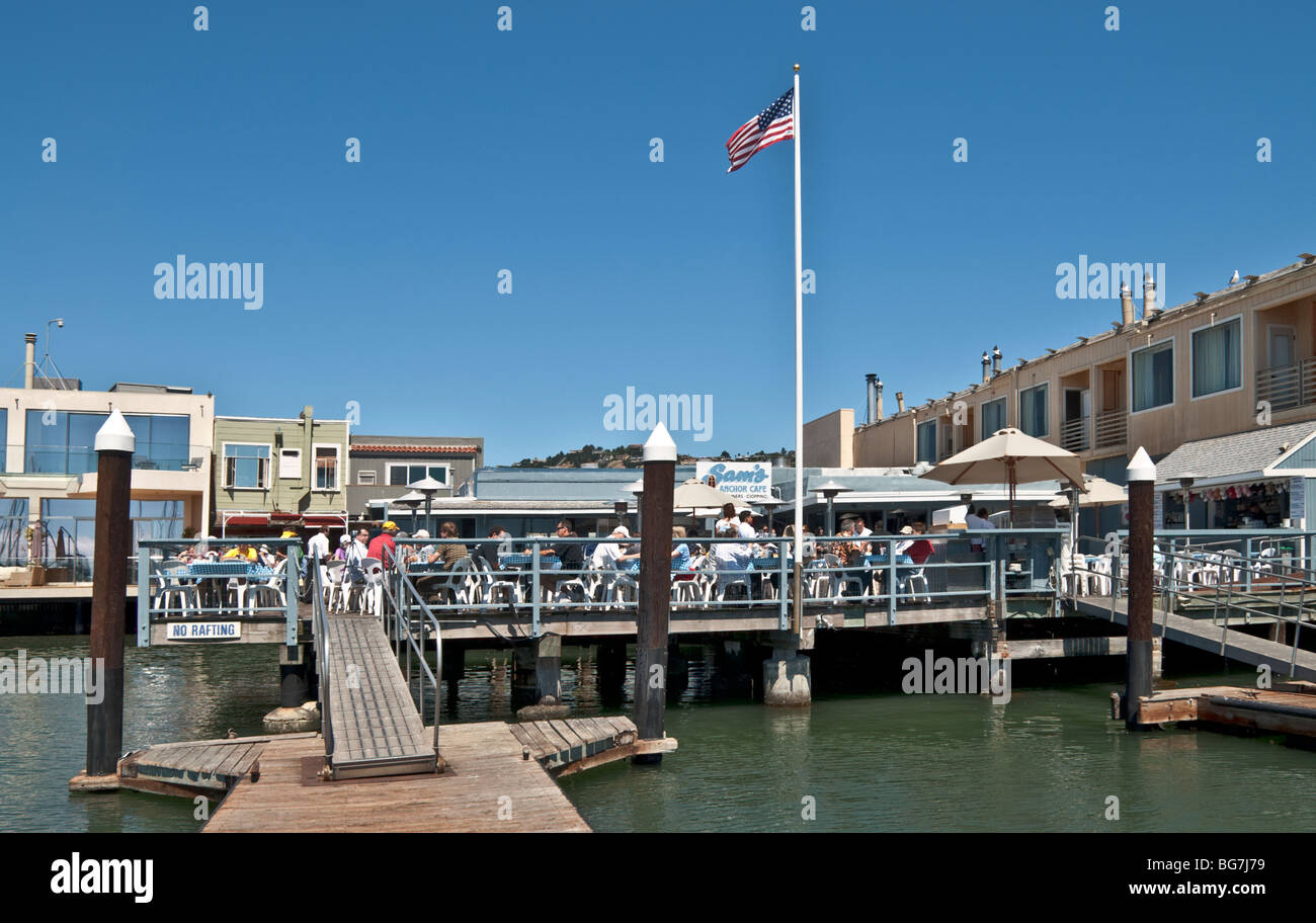 California Marin County Tiburon Sam's Anchor Cafe deck Stock Photo Alamy