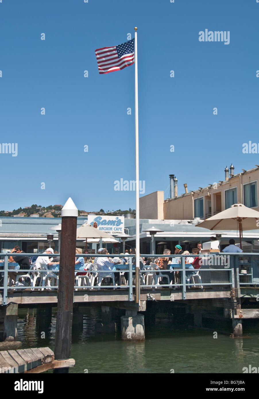 California Marin County Tiburon Sam's Anchor Cafe deck Stock Photo Alamy