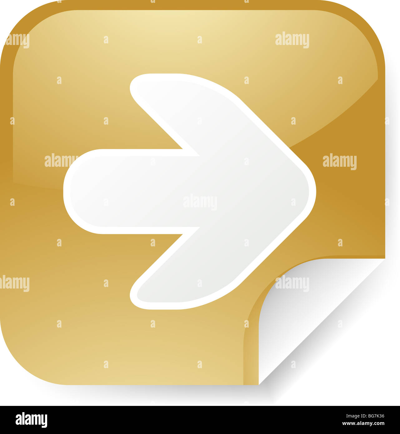 Navigation icon sticker with arrow pointing right Stock Photo