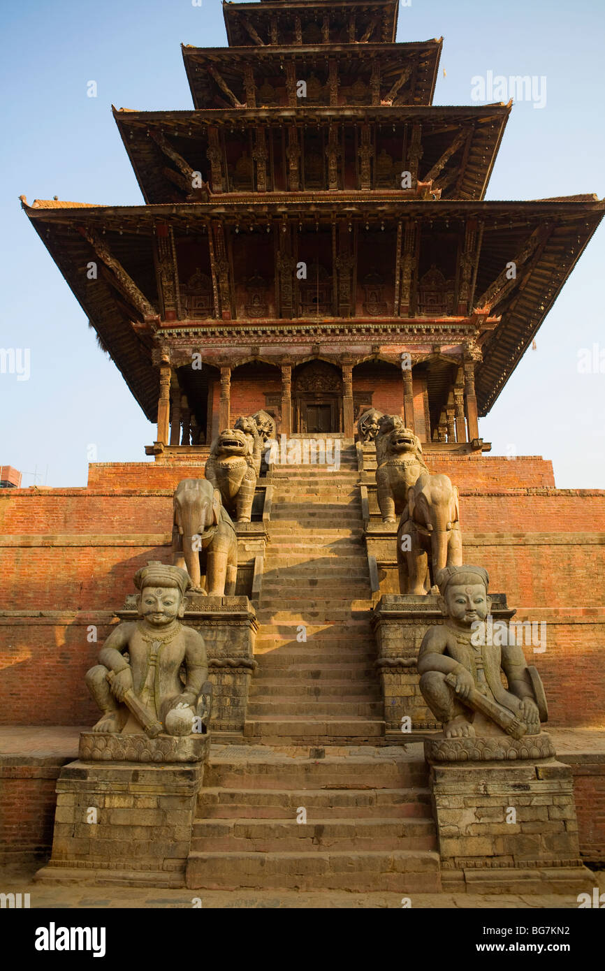 Nyatapola Temple in Taumahdi Tole at Bhaktapur in the Kathmandu Valley of Nepal at 100 ft is the tallest temple in Nepal Stock Photo