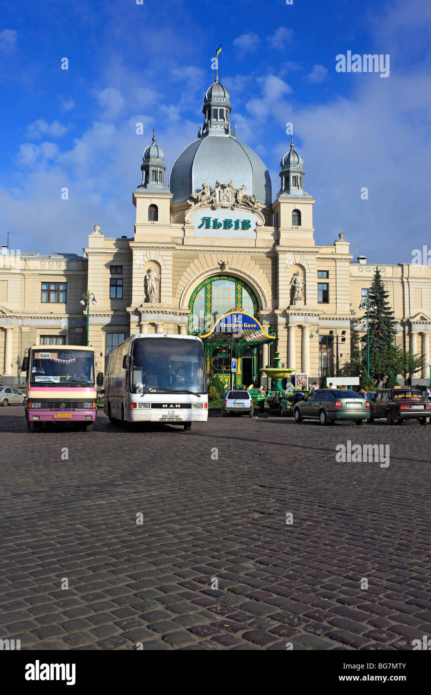 Railway station, Lviv, Lviv oblast, Ukraine Stock Photo