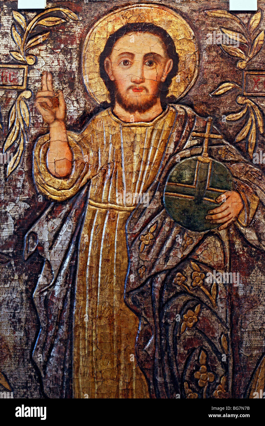 Christ Pantocrator (18 century), Volyn icon, museum, Lutsk, Volyn oblast, Ukraine Stock Photo