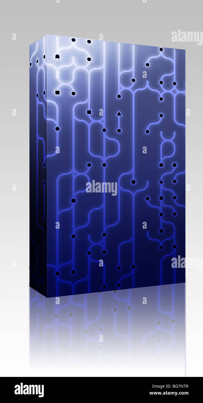 Software package box Abstract illustration of circuitry electronic ...
