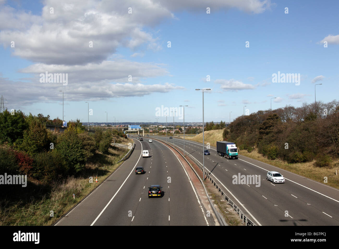 M62 Motorway near Leeds, West Yorkshire, UK, Oct 2009 Stock Photo