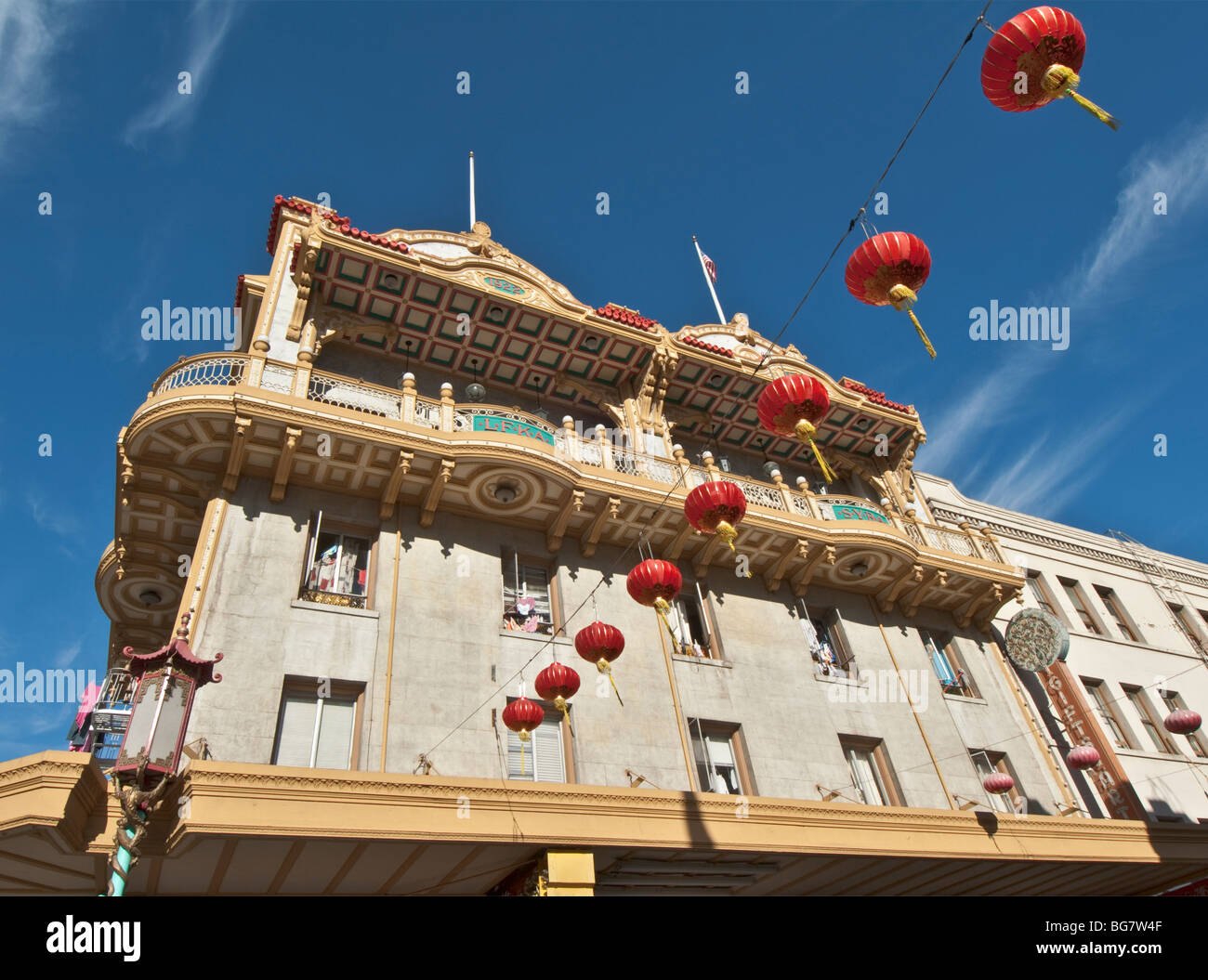 California San Francisco Chinatown apartment building Stock Photo Alamy