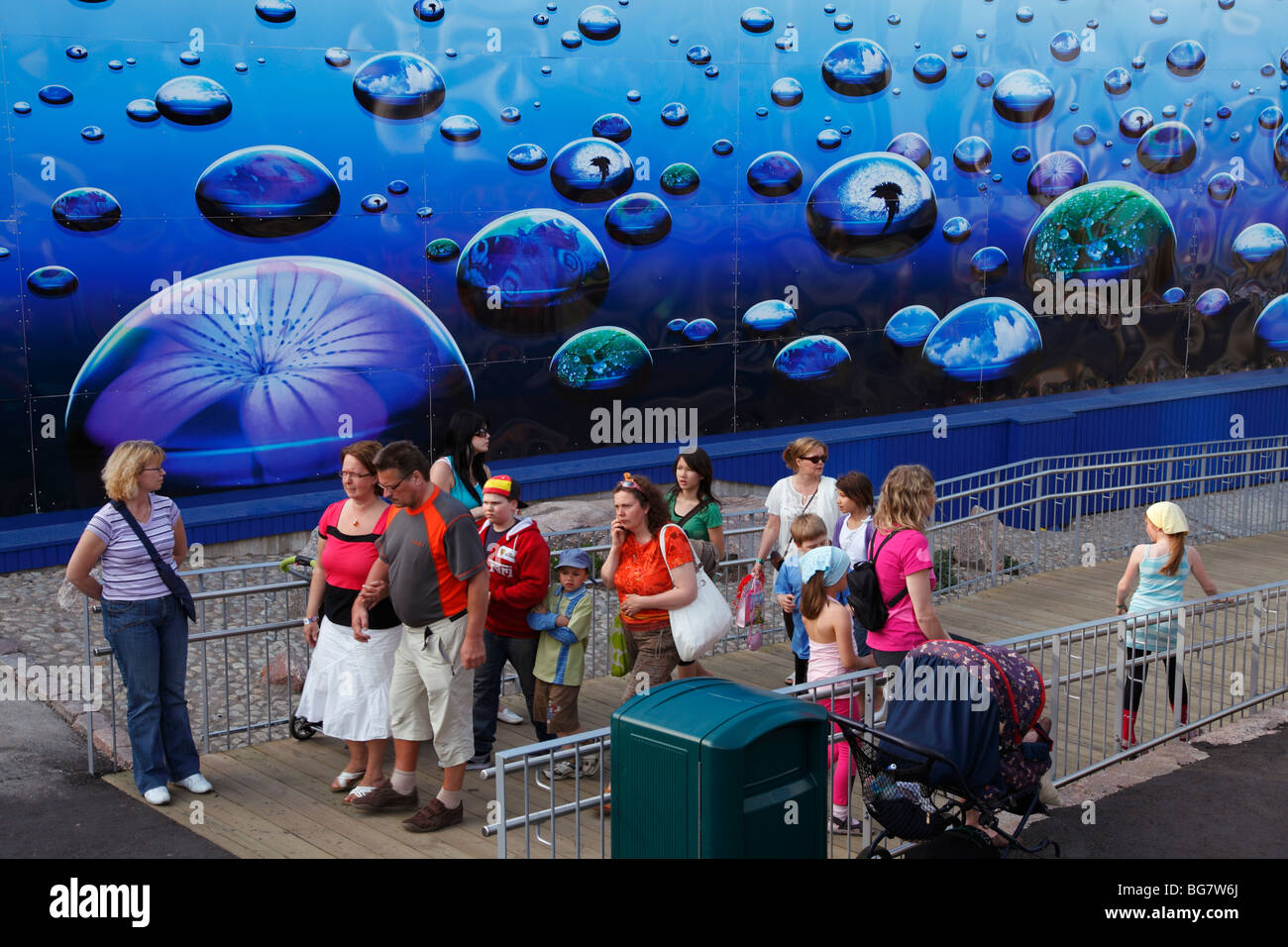 Finland, Helsinki, Helsingfors, Linnanmäki Amusement Park, Wall Mural with Underwater Theme Stock Photo