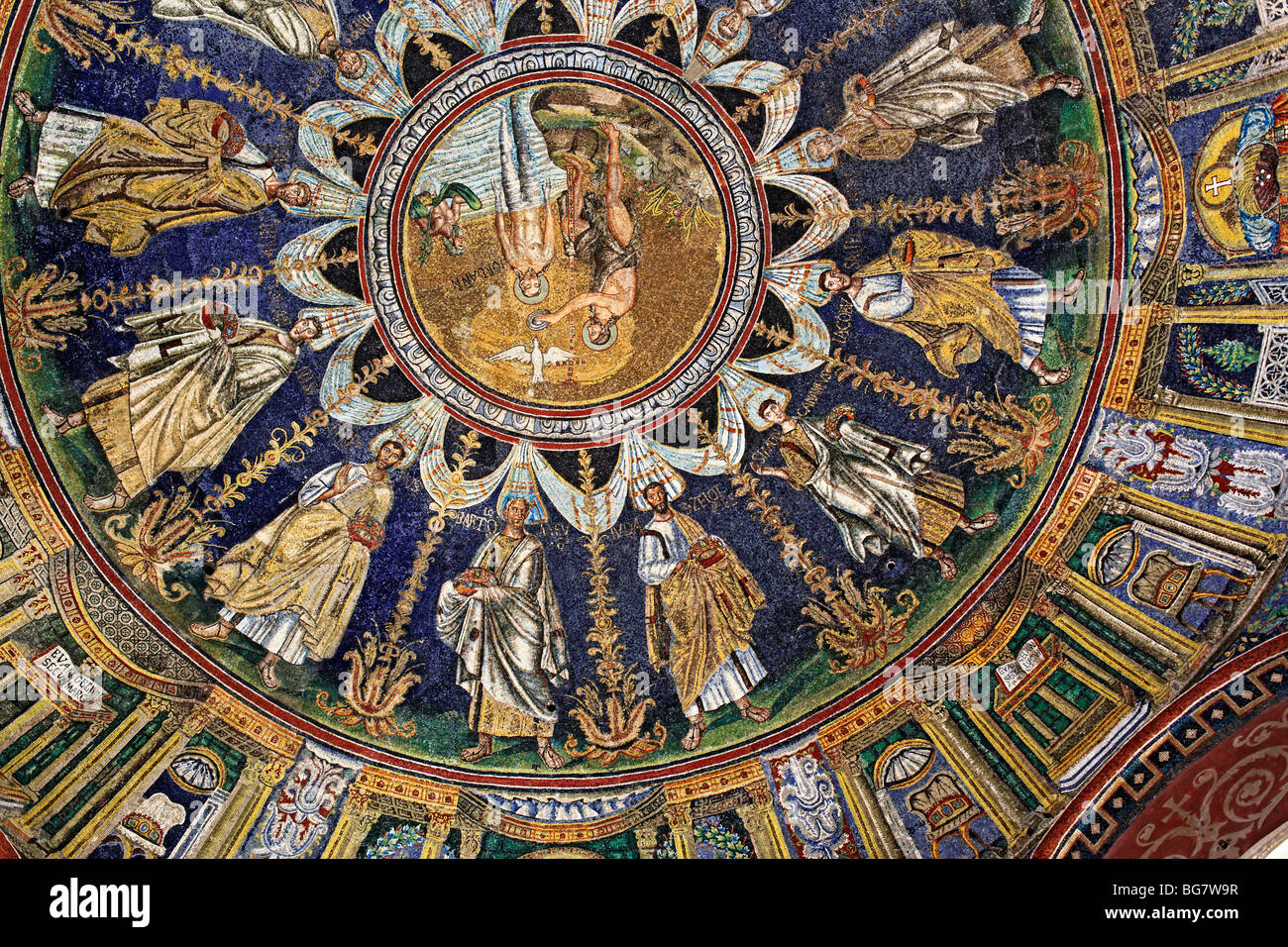 Mosaic in Baptistry of Neon (Battistero Neoniano, Orthodox Baptistry), Ravenna, Emilia-Romagna, Italy Stock Photo