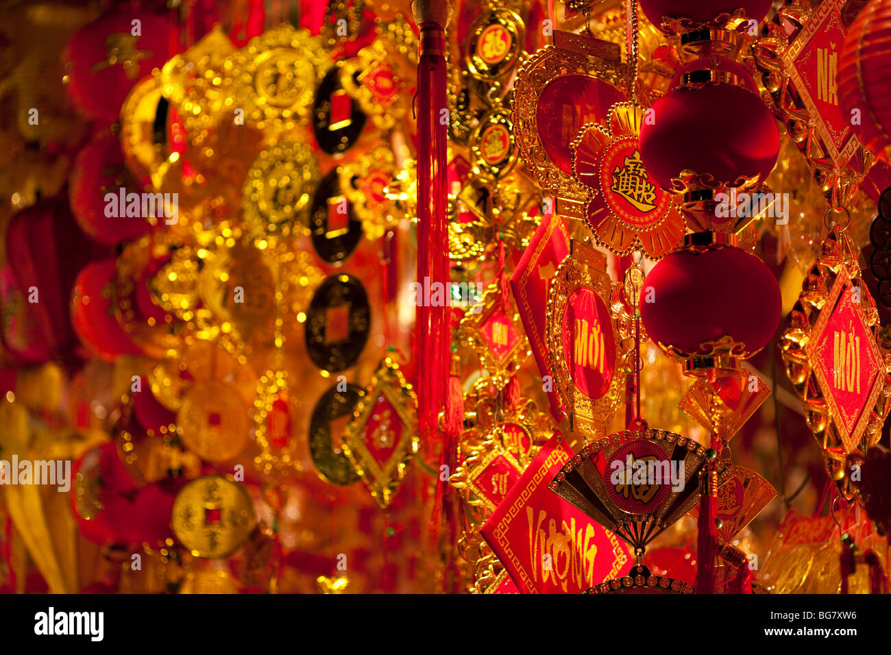 Decorations sold for the Tết Nguyên Đán holiday at a shop on Hai ...