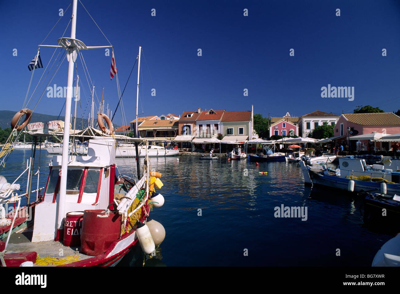 Greece, Ionian Islands, Kefalonia, Fiskardo, port Stock Photo