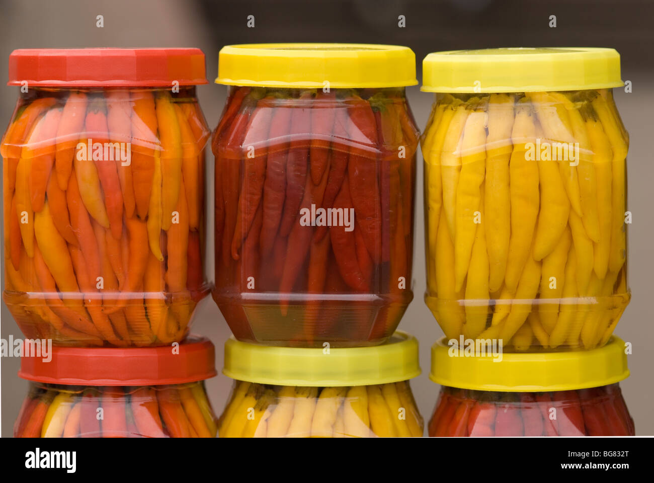 Chili peppers in jar Stock Photo Alamy