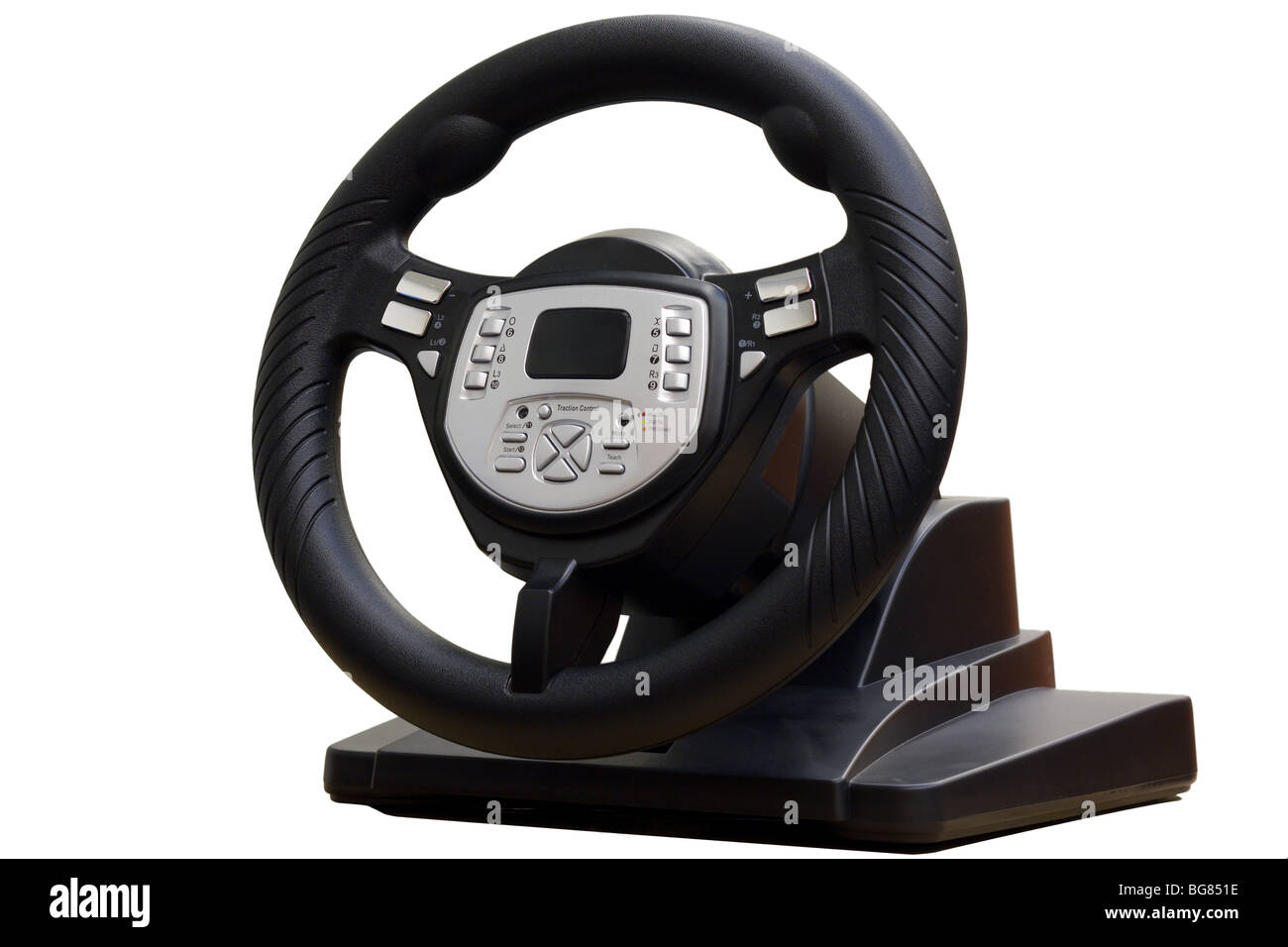 Computer steering wheel. Isolated on white Stock Photo Alamy