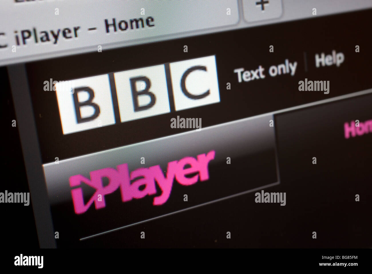 Computer screen showing the website for BBC i Player tv service Stock Photo