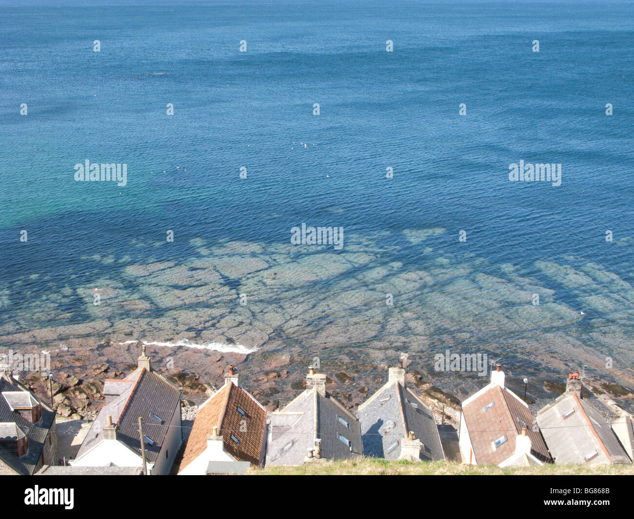 Seafront houses at Crevie, Scotland,UK Stock Photo Alamy