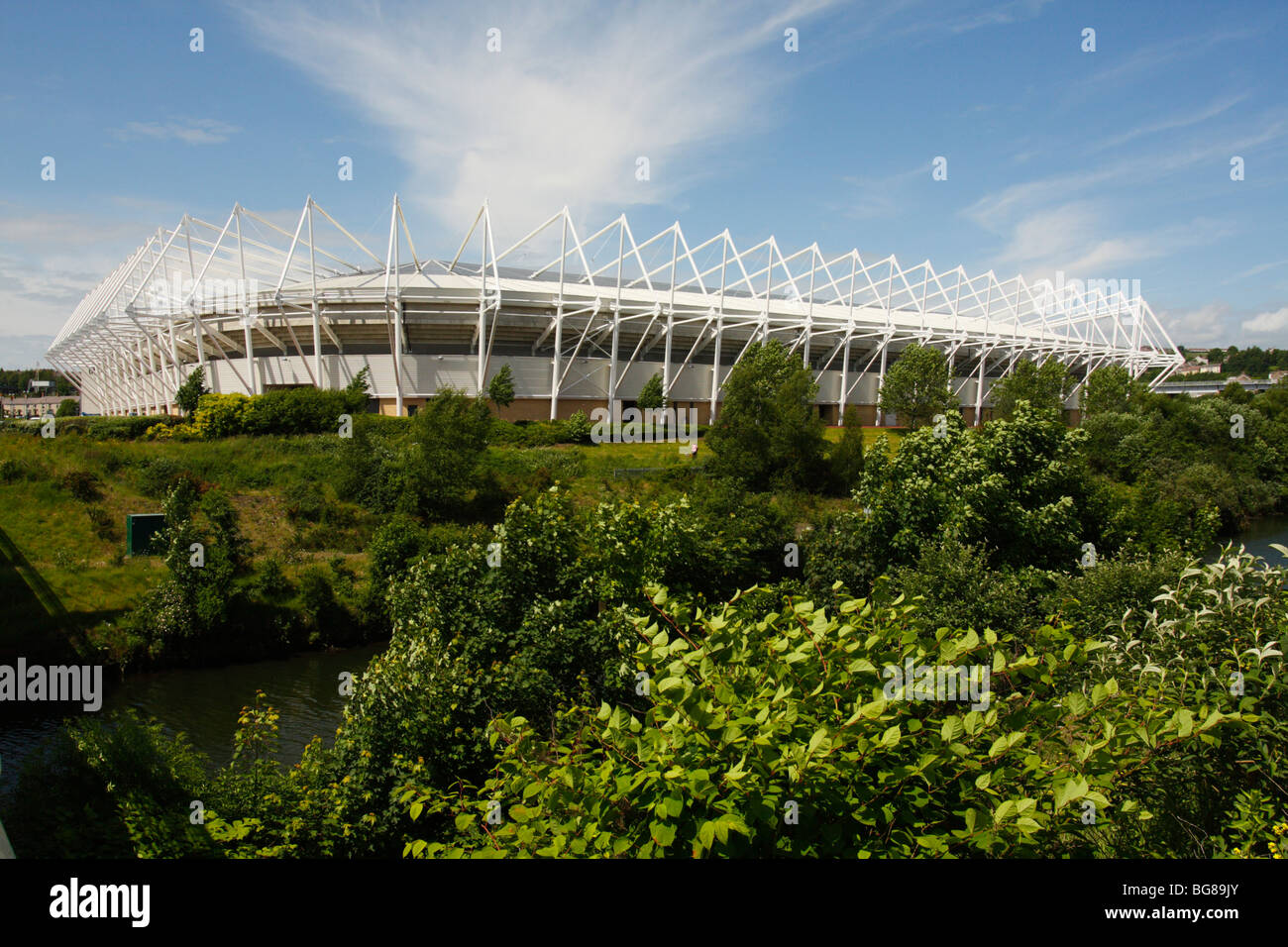 The Liberty Stadium, home of Swansea City F.C. and the Ospreys rugby team, Swansea, West Glamorgan, South Wales, U.K., in summer Stock Photo