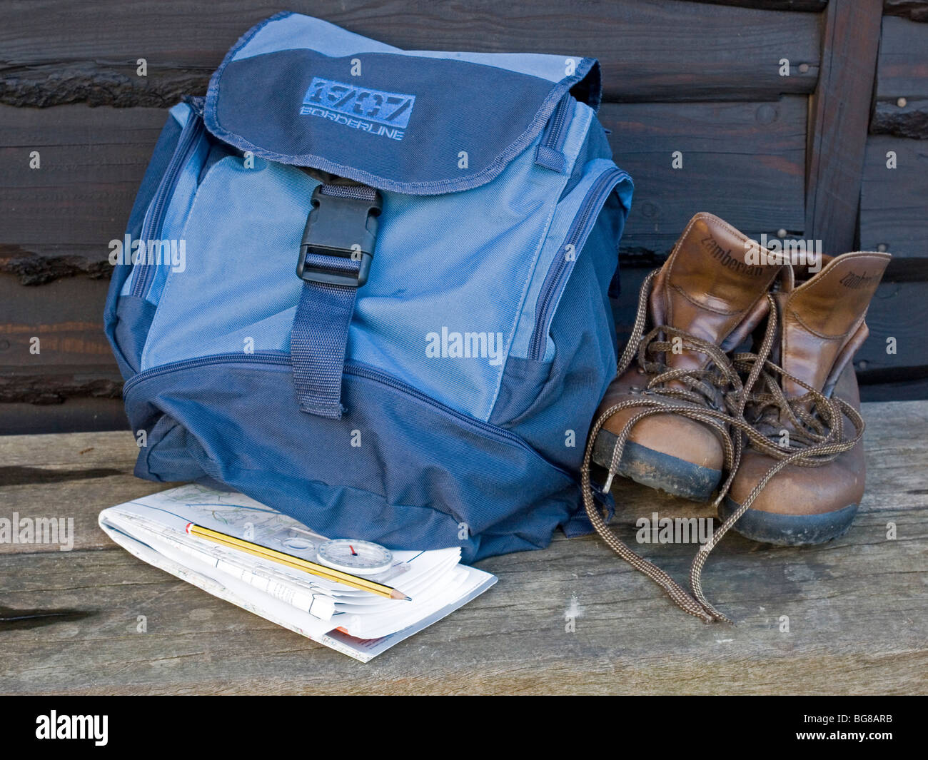 rucksack boots Stock Photo