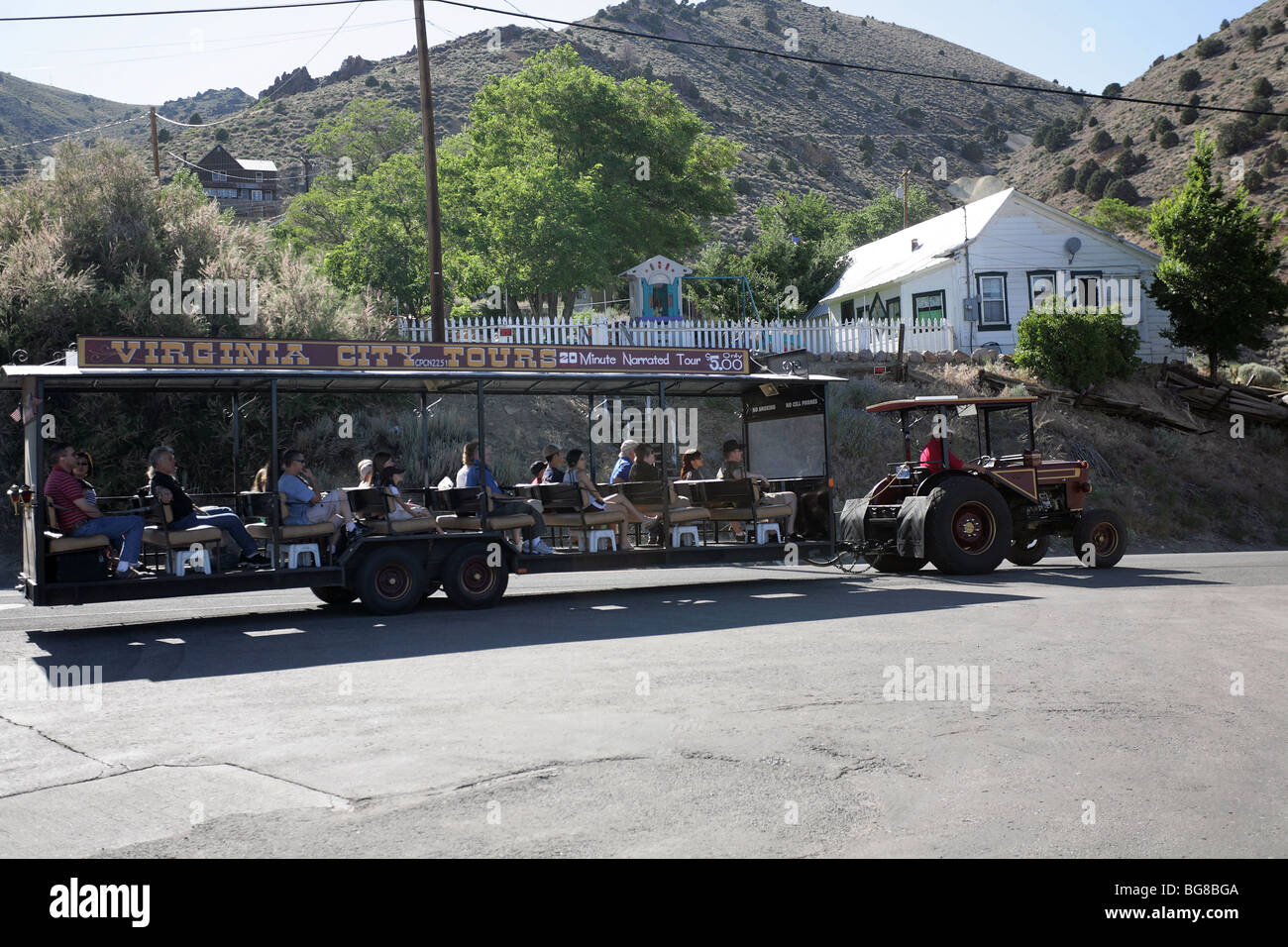 Virginia City Tours. Tractor providing the tours of Virginia City, Nevada. Stock Photo