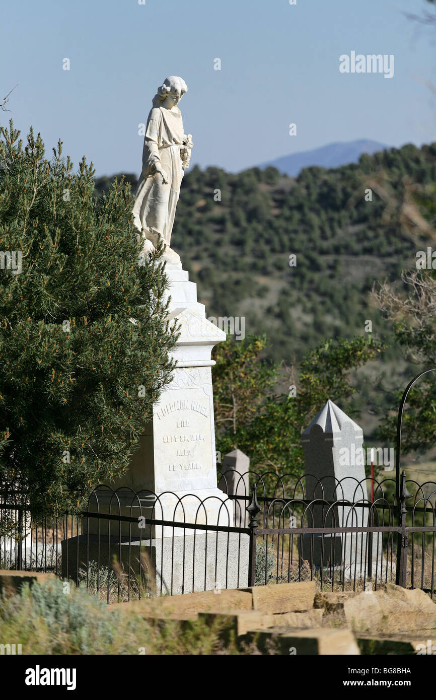 Tombstones at Silver Terrace Cemeteries, circa 1800s. Site at Virginia City, Nevada. Stock Photo