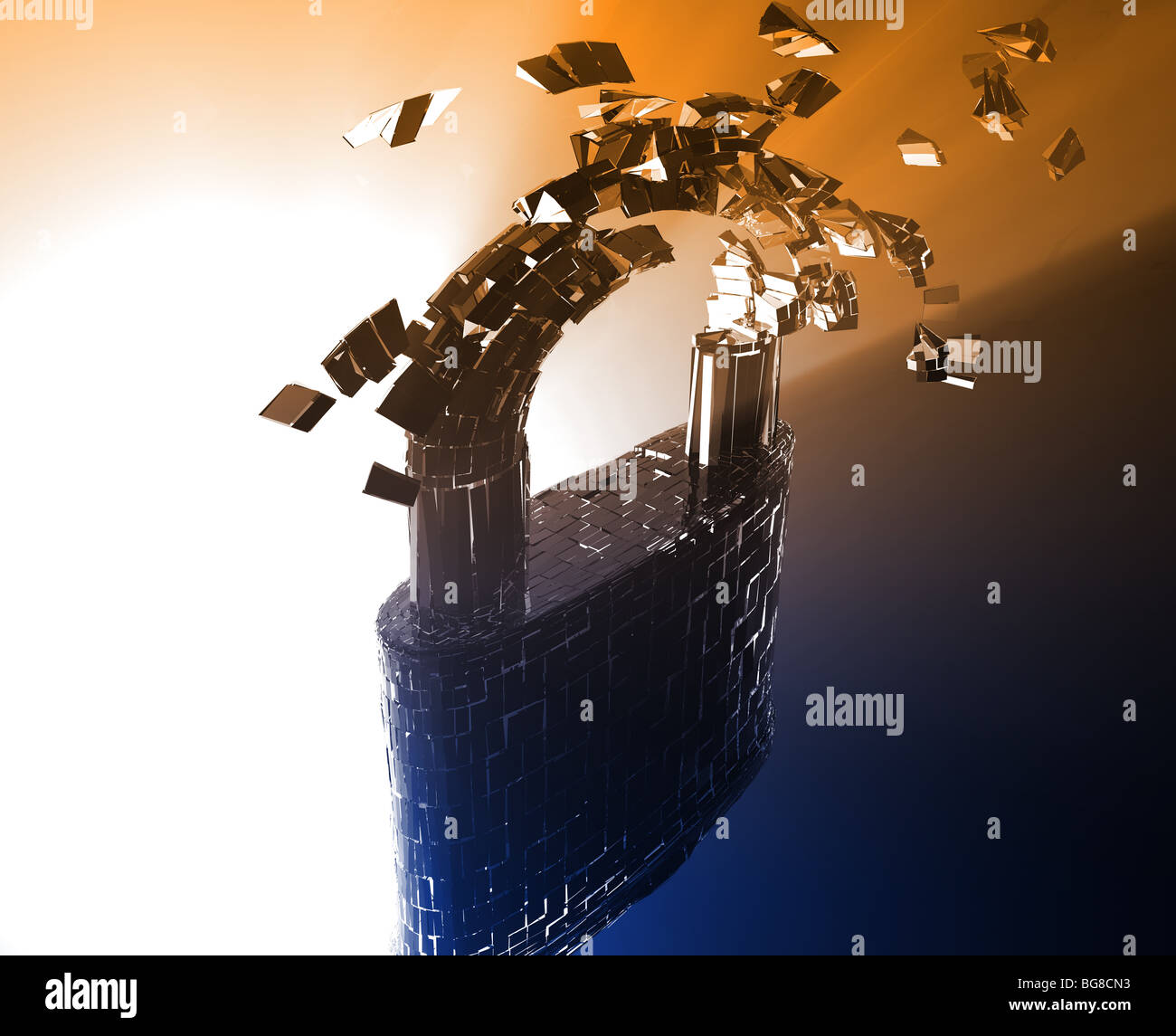 Hacking bypass compromised security with broken lock concept illustration Stock Photo Alamy