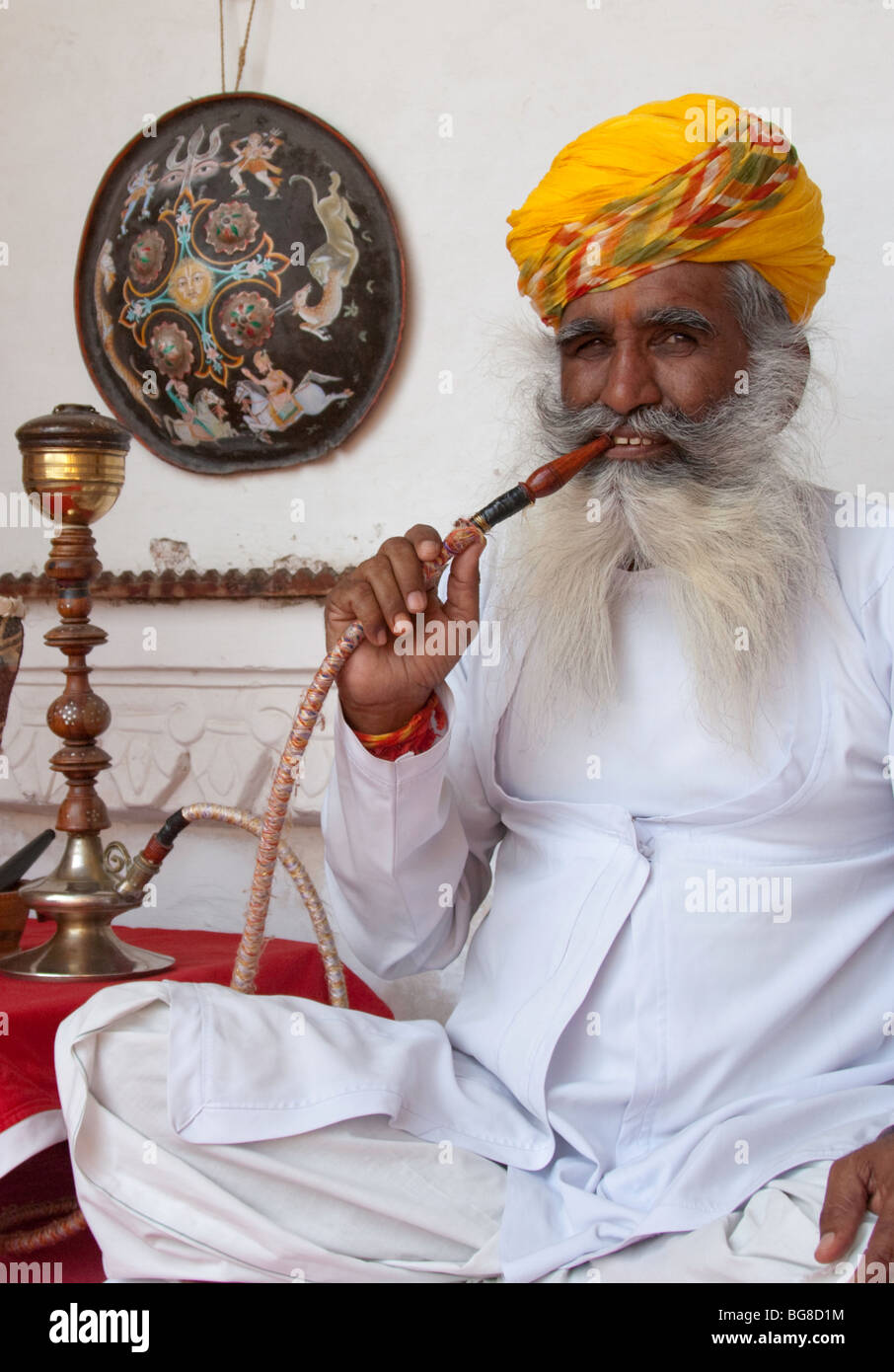 Indian man smoking hookah pipe Stock Photo 27230720 Alamy
