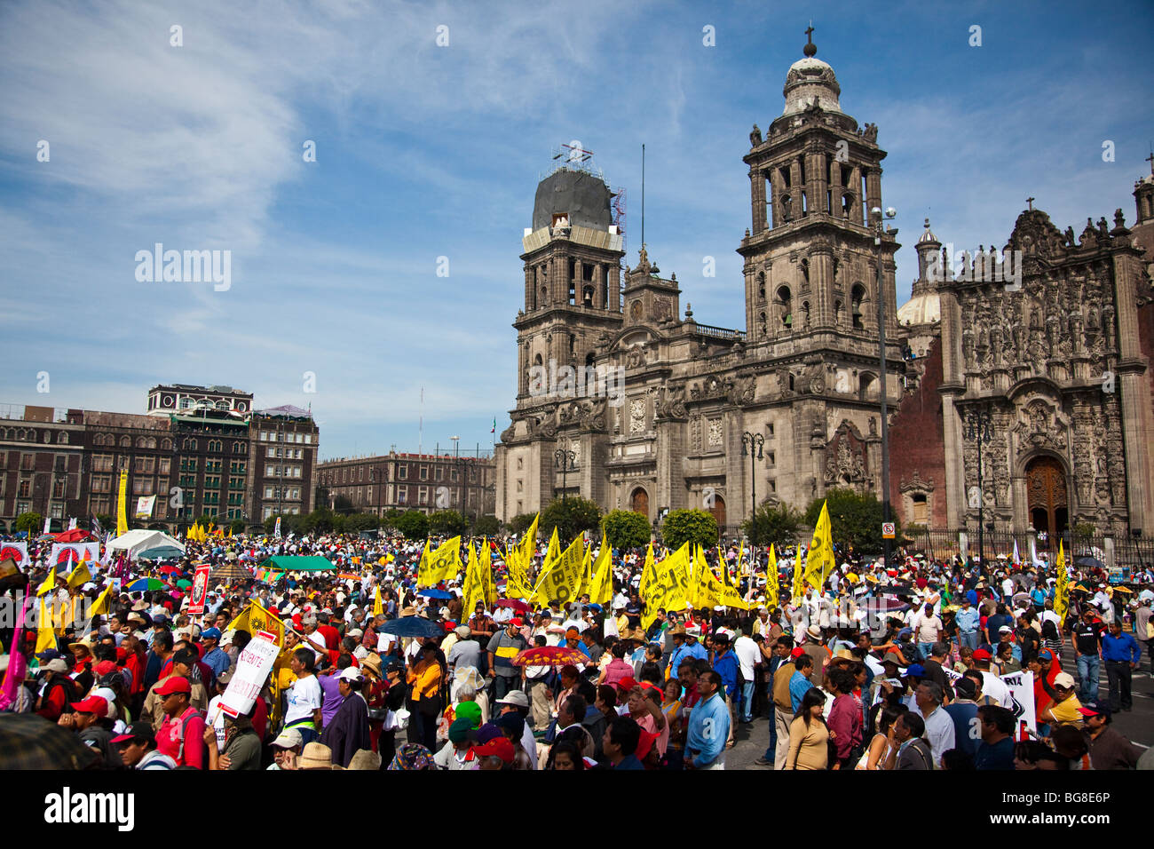 Election protests in the Zocalo in Mexico City Stock Photo