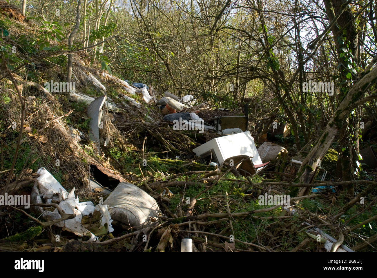 Wild garbage dump in the countryside Stock Photo - Alamy