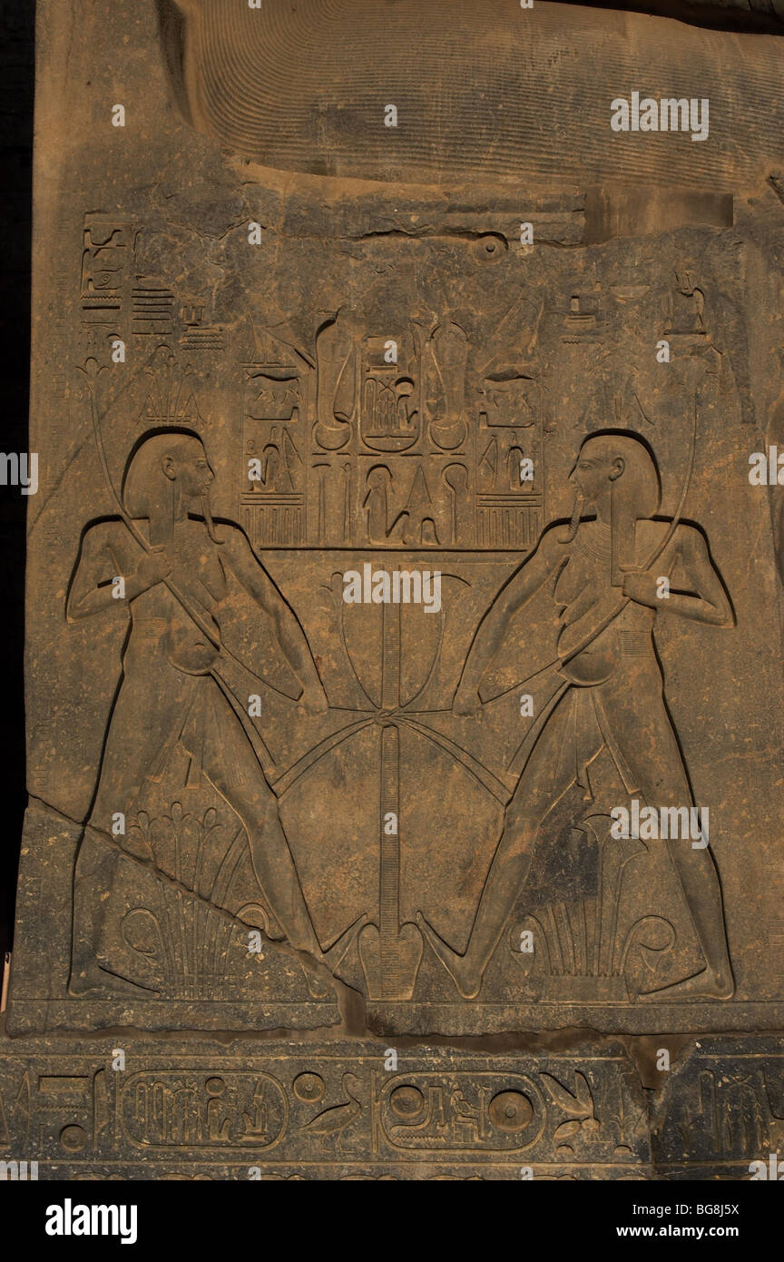 Relief depicting the union between Upper Egypt (reeds) and Lower Egypt