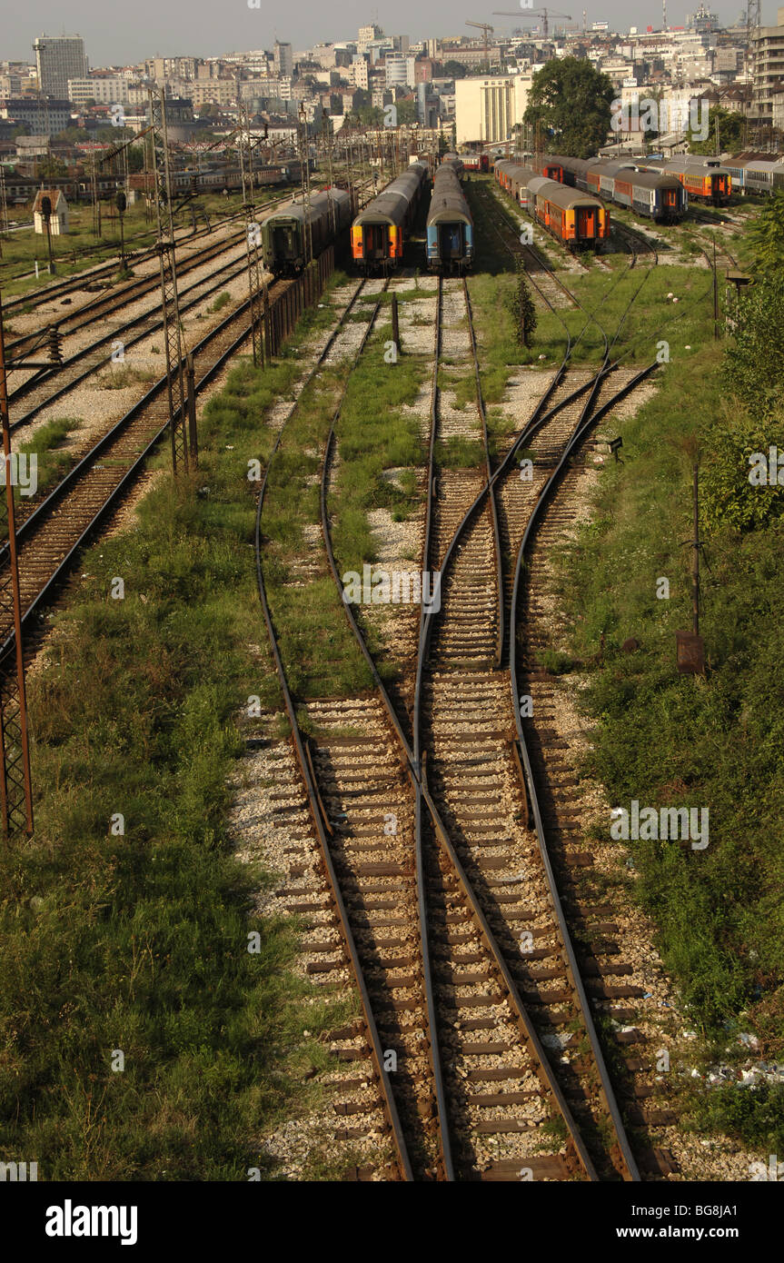 Trains on a siding. Belgrade. Republic of Serbia. Stock Photo