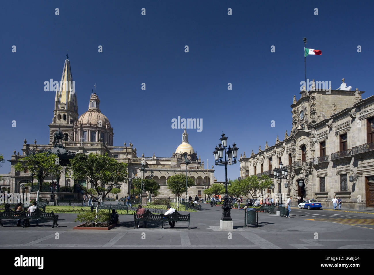 MEXICO. GUADALAJARA. View of the Armas Square with the Cathedral. Stock Photo